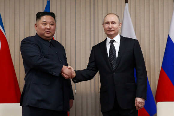 Le dirigeant nord-coréen Kim Jong-un lors du sommet avec le président Russe Vladimir Poutine à Vladivostok, Russie, le 25 avril 2019.