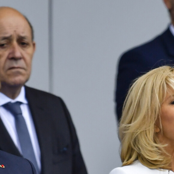 Emmanuel Macron, président de la République Française, et la Première dame Brigitte Macron lors du 139ème défilé militaire du 14 juillet sur les Champs-Elysées, jour de la Fête Nationale. Paris, le 14 juillet 2019. © Lemouton-Gorassini-Perusseau/Bestimage