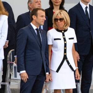 Brigitte et Emmanuel Macron - Défilé militaire du 14 Juillet sur les Champs-Elysées à Paris © Pierre Perusseau / Bestimage