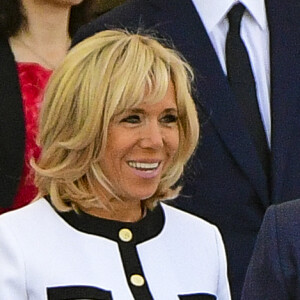 Brigitte et Emmanuel Macron - Défilé militaire du 14 Juillet sur les Champs-Elysées à Paris © Pierre Perusseau / Bestimage