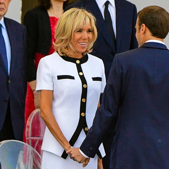 Brigitte et Emmanuel Macron - Défilé militaire du 14 Juillet sur les Champs-Elysées à Paris © Pierre Perusseau / Bestimage