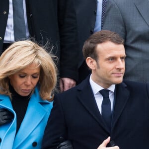 Le président de la république Emmanuel Macron et la Première Dame Brigitte Macron à la sortie de la mairie du Touquet après avoir voté pour le premier tour des élections municipales le 15 mars 2020. © Tiziano Da Silva / Bestimage