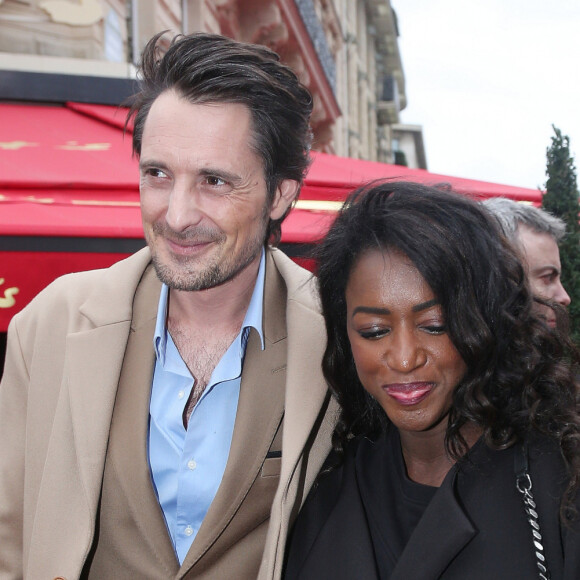 Vincent Cerutti et sa compagne Hapsatou Sy - Arrivées au "Déjeuner des Nommés de la 45ème édition des César 2020" au restaurant le Fouquet's à Paris.