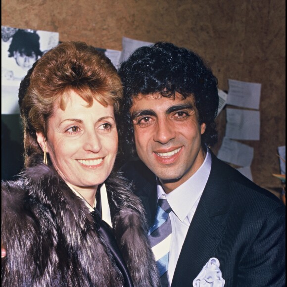 Enrico Macias et son épouse Suzy à l'Olympia le 9 mars 1985.