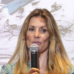 Sophie Thalmann (Miss France 1998) lors de la conférence de presse du Prix de Diane Longines à Paris, France, le 16 mai 2019.