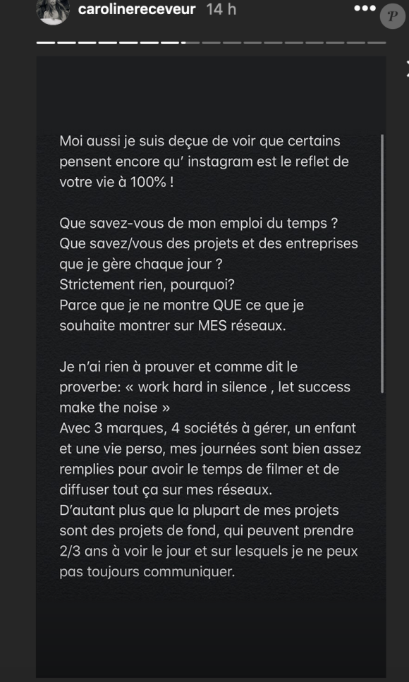 Caroline Receveur s'explique avec un internaute sur Instagram - 13 mai 2020