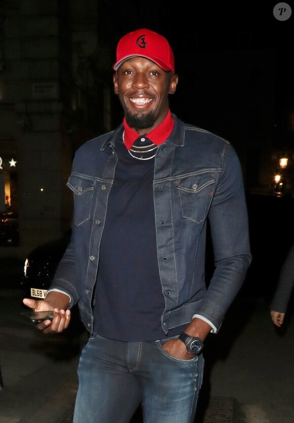 Exclusif - Usain Bolt est allé faire la fête avec un ami au Tape nightclub à Londres, le 8 février 2020.