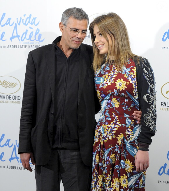 Adele Exarchopoulos et le réalisateur Abdellatif Kechiche font la promotion du film "La vie d'Adèle" a Madrid, le 22 octobre 2013.