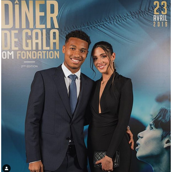 Coralie Porrovecchio et Boubacar Kamara au dîner de gala OM Fondation. Avril 2019.
