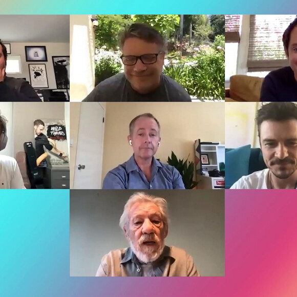 Le casting du film "Le Seigneur des anneaux" rassemblé en vidéoconférence dans l'émission "Reunites Apart with Josh Gad" à Los Angeles. Le 27 mai 2020. Elijah Wood, Dominic Monaghan, Orlando Bloom, Ian McKellen, Sean Astin et Billy Boyd ont tous répondu présent.