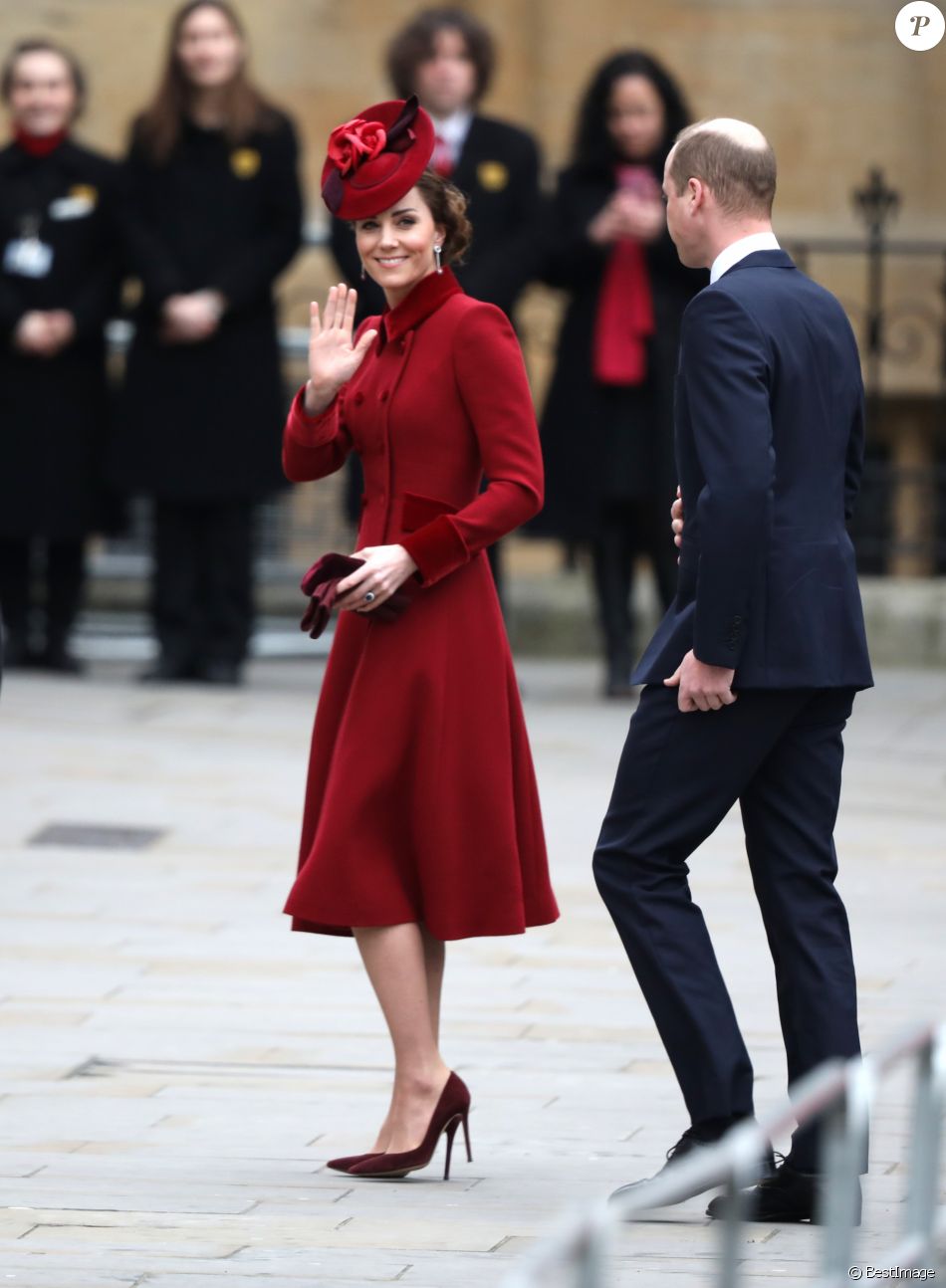 Le prince William, duc de Cambridge, et Kate Middleton, duchesse de Cambridge - La famille royale d&#039;Angleterre lors de la cérémonie du Commonwealth en l&#039;abbaye de Westminster à Londres, le 9 mars 2020.