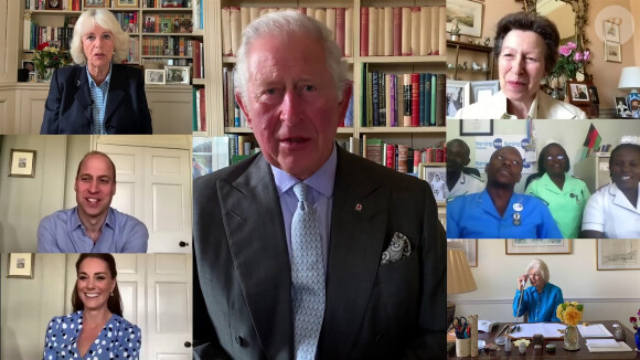 Le prince Charles - Pendant l'épidémie de coronavirus (Covid-19), les membres de la famille royale britannique remercient les soignants en vidéoconférence lors de la Journée internationale des infirmières. Londres. Le 12 mai 2020.