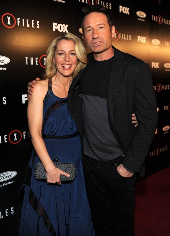 Gillian Anderson et David Duchovny - Présentation de la nouvelle saison de "X-Files", à Los Angeles le 12 janvier 2016.