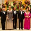 Le Prince Guillaume de Luxembourg, la reine Mathilde de Belgique, le Grand-duc Henri de Luxembourg, le roi Philippe de Belgique et la Grande duchesse Maria Teresa assistent assistent à un concert à Luxembourg le 16 octobre 2019.