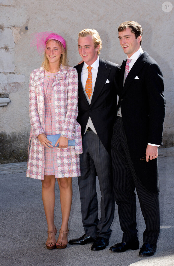 La princesse Maria Laura, le prince Joachim et le prince Amadeo de Belgique au mariage du prince Felix et Claire Lademacher à Saint-Maximin-la-Sainte-Baume, dans le sud de la France, le 21 septembre 2013.