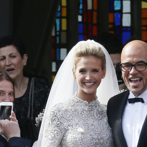 Mariage religieux de Pascal Obispo et Julie Hantson en l'église Notre-Dame-des-Flots au Cap-Ferret le 19 septembre 2015.