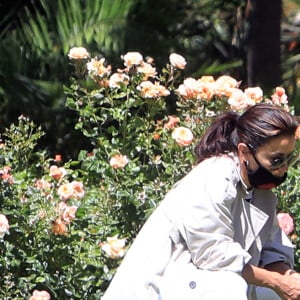 Exclusif - Eva Longoria et son fils Santiago profitent d'un après-midi ensoleillé dans un parc de Los Angeles, le 14 juin 2020. L'actrice de 45 ans porte un masque de protection contre le coronavirus (Covid-19).