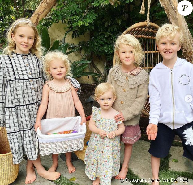 Les 5 enfants de James Van Der Beek et Kimberly Van Der Beek, Olivia, Emilia, Gwendolyn, Annabel et Joshua. Juin 2020.