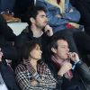 Jean-Luc Reichmann et sa femme Nathalie dans les tribunes du match de football de Ligue 1 PSG - Monaco au Parc des Princes à Paris, le 15 avril 2018. Le PSG a battu Monaco 7-1 et s'offre son 7ème titre de champion de France avant la fin de la saison.15/04/2018 - Paris