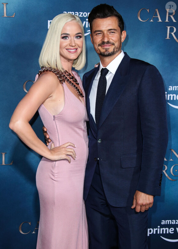 Katy Perry et son fiancé Orlando Bloom à la première de la série télévisée Amazon Prime Video "Carnival Row" au TCL Chinese Theatre dans le quartier de Hollywood, à Los Angeles, Californie, Etats-Unis, le 21 août 2019.