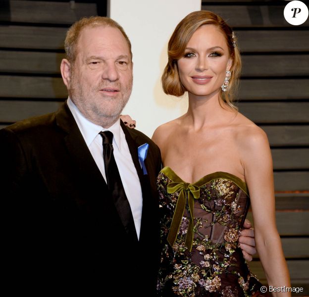 Harvey Weinstein (avec Georgina Chapman, son épouse à l'époque) à la soirée Vanity Fair en marge de la cérémonie des Oscar 2017 à Los Angeles le 26 février 2017.