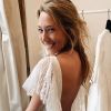 Laura Smet habillée d'une robe Delphine Manivet lors de son mariage religieux avec Raphaël Lancrey-Javal célébré le 15 juin 2019 en l'église Notre-Dame des Flots, à Lège-Cap-Ferret.