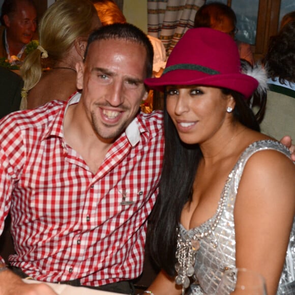 Franck Ribéry et sa femme Wahiba lors de l'Oktoberfest, à Munich, le 23 septembre 2012. Photo by Felix Hoerhager/DPA/ABACAPRESS.COM