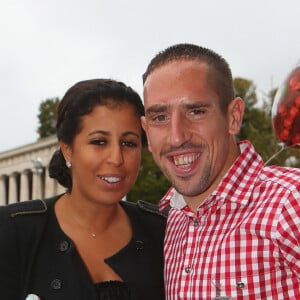 Franck Ribéry et sa femme Wahiba lors de l'Oktoberfest, à Munich, le 7 octobre 2012. Photo by Alexander Hassenstein/DPA/ABACAPRESS.COM