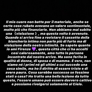 Wahiba Ribéry a réagi sur Instagram le 6 juillet 2020 après le cambriolage de sa villa de Florence.