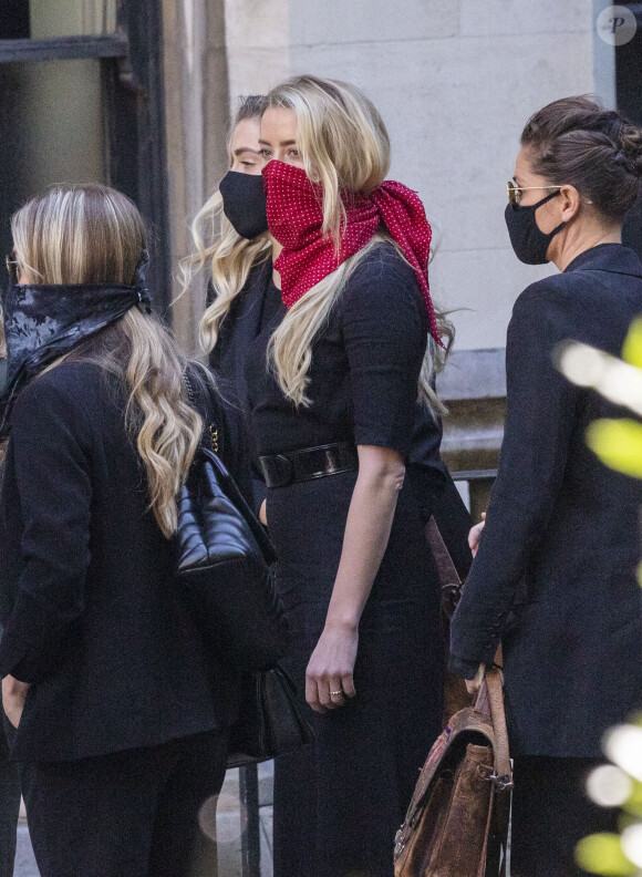 Amber Heard à son arrivée à la cour royale de justice à Londres, pour être entendue dans le procès intenté par son ex-mari J.Depp pour diffamation contre le magazine The Sun Newspaper. Le 7 juillet 2020