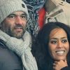 Exclusif - Amel Bent et son compagnon Patrick Antonelli assistent au match de Ligue des Champions PSG - Olympiakos Le Pirée au Parc des Princes à Paris le 27 novembre 2013.