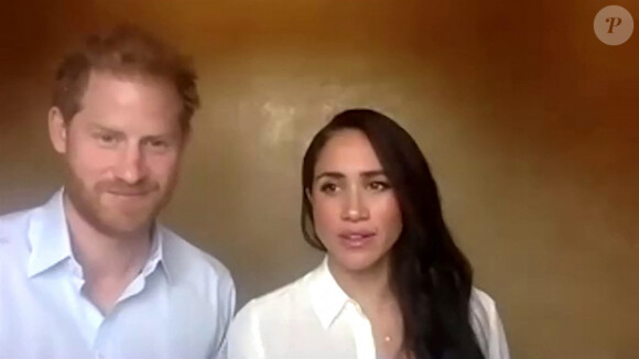 Le prince Harry, duc de Sussex, et Meghan Markle, duchesse de Sussex, abordent la question des inégalités et du racisme institutionnel dans une vidéoconférence avec de jeunes leaders, en leur qualité de Président et vice-président de Queen's Commonwealth Trust (QCT). Los Angeles. Le 6 juillet 2020.