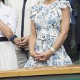Catherine (Kate) Middleton, duchesse de Cambridge, Meghan Markle, duchesse de Sussex, et Pippa Middleton dans les tribunes lors de la finale femme de Wimbledon "Serena Williams - Simona Halep (2/6 - 2/6) à Londres, le 13 juillet 2019.