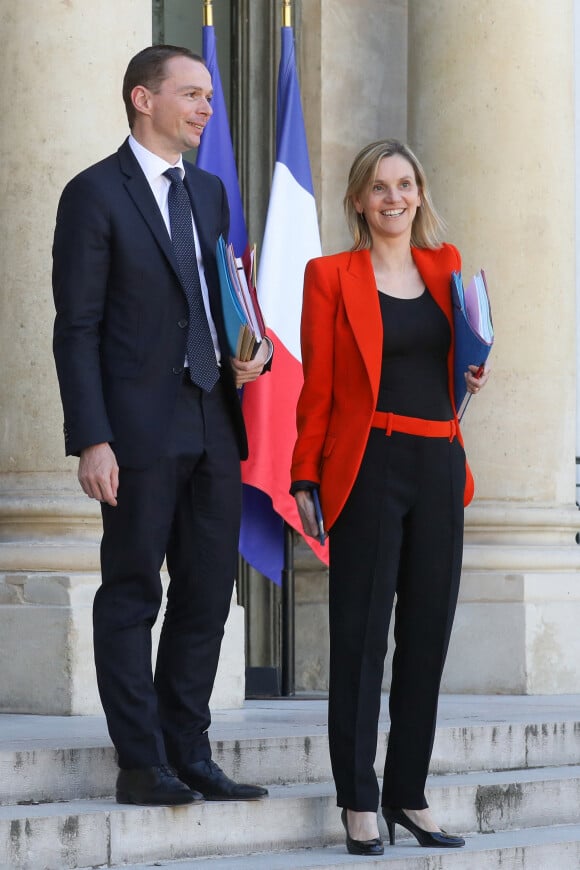 Olivier Dussopt et Agnès Pannier-Runacher quitte le conseil des ministres du 7 juillet 2020, au palais de l'Elysée à Paris. © Stéphane Lemouton / Bestimage