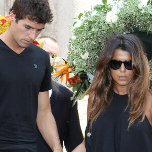 Yoann Gourcuff et sa compagne Karine Ferri - A Cannes, les sportifs rendent un dernier hommage à Tiburce Garou le 10 juillet 2015.