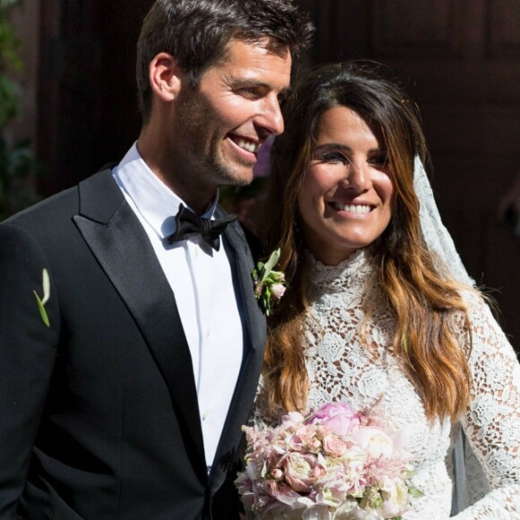 Exclusif - Arrivées et sorties du mariage religieux de Karine Ferri et Yoann Gourcuff à l'église de La Motte, France, le 8 juin 2019. 