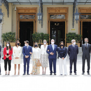 Serge Telle (Ministre D'état), Gareth Wittstock, Marie Ducruet, Pauline Ducruet, Louis Ducruet, Camille Gottlieb, La Princesse Charlène, Le Prince Albert, La Princesse Stéphanie De Monaco, Jean-Luc Biamonti (Patron De La Sbm), Andrea et Sa Femme Tatiana Casiraghi et Pierre Casiraghi - Le 2 juin 2020 à Monaco. © Claudia Albuquerque / Bestimage