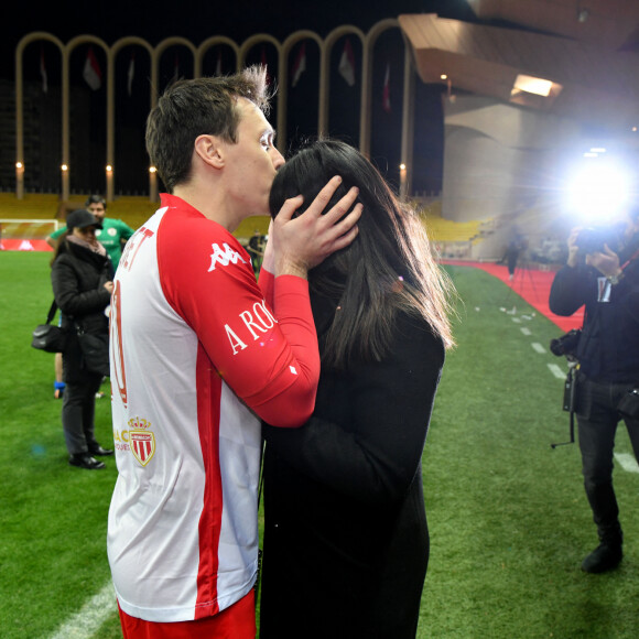 Louis Ducruet et sa femme Marie durant la première édition de la Fight Aids Cup, un match de football caritatif au stade Louis II le 20 janvier 2020, dans le cadre du Festival International du Cirque de Monte Carlo opposant l'équipe du prince Albert II de Monaco, les Barbagiuans, contre l'équipe de la princesse Stéphanie, l'équipe du Cirque. © Bruno Bebert/Bestimage