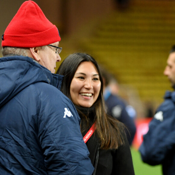 Le prince Albert II de Monaco, Louis Ducruet et sa femme Marie durant la première édition de la Fight Aids Cup, un match de football caritatif au stade Louis II le 20 janvier 2020, dans le cadre du Festival International du Cirque de Monte Carlo opposant l'équipe du prince Albert II de Monaco, les Barbagiuans, contre l'équipe de la princesse Stéphanie, l'équipe du Cirque. © Bruno Bebert/Bestimage