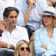 Sylvie Tellier et son mari Laurent dans les tribunes des internationaux de France de tennis de Roland Garros à Paris, France, le 9 juin 2019. © Jacovides-Moreau/Bestimage
