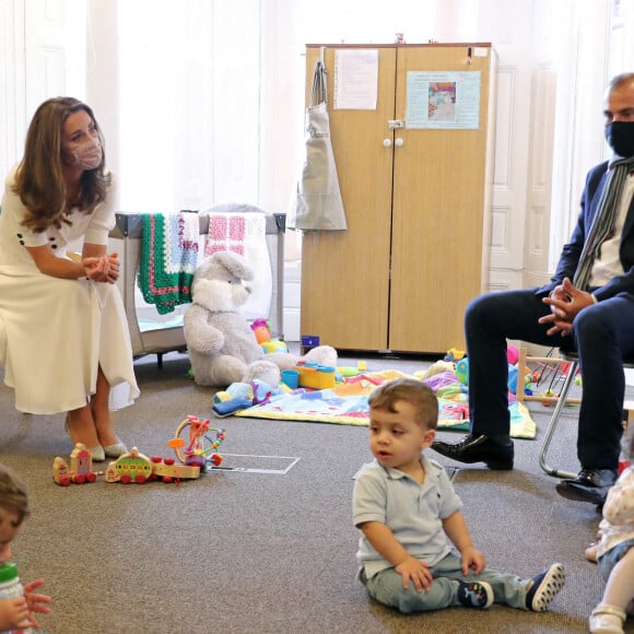 Kate Middleton, duchesse de Cambridge, visite le site de la fondation Baby Basics UK & Sheffield à Sheffield. Le 4 août 2020.