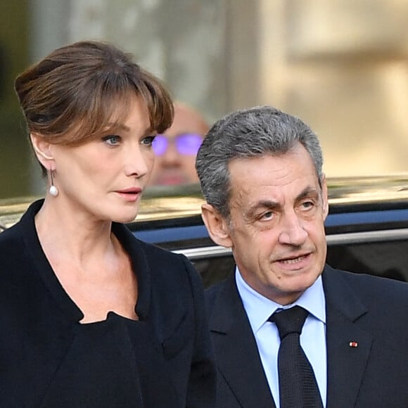 Nicolas Sarkozy et Carla Bruni aux funérailles de Jacques Chirac, le 30 sept 2019.