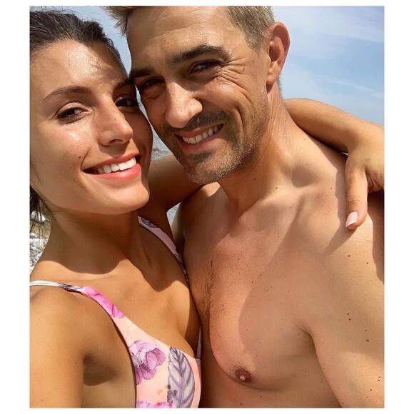 Jean-Pascal Lacoste et Delphine Tellier à la plage, le 31 août 2019