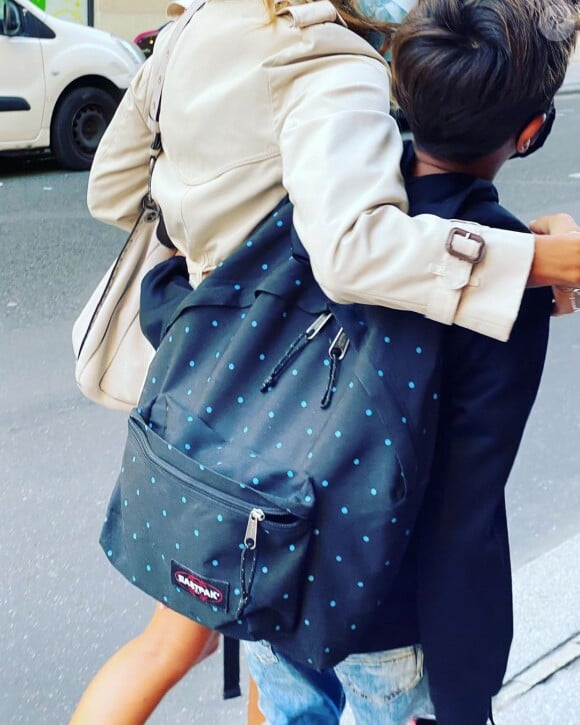 Mélissa Theuriau avec son fils Léon pour sa rentrée scolaire, sur Instagram le 1er septembre 2020.