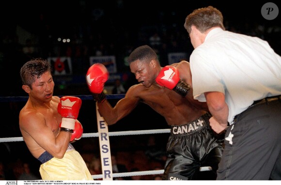 Jean-Baptiste Mendy et Augustin Lorenzo au Palais des sports de Paris le 16 novembre 1999.