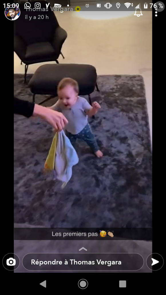 Nabilla Benattia et Thomas Vergara dévoile que leur fils Milann marche, sur Snapchat, le 1er septembre 2020