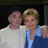 Archives - Charles Aznavour et Annie Cordy sur le tournage du film "Passage du bac" en 2001  