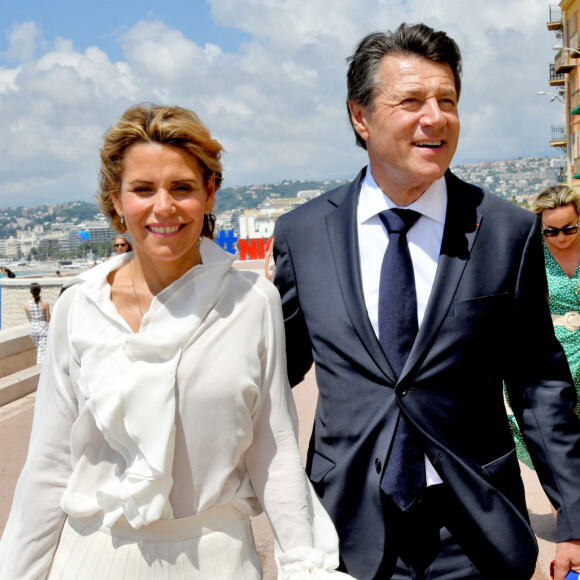 Christian Estrosi, maire de Nice et sa femme Laura Tenoudji Estrosi - Premier conseil municipal de la nouvelle mandature et l'élection du Maire de Nice, Christian Estrosi et de ses adjoints, le 3 juillet 2020.© Bruno Bebert / Bestimage