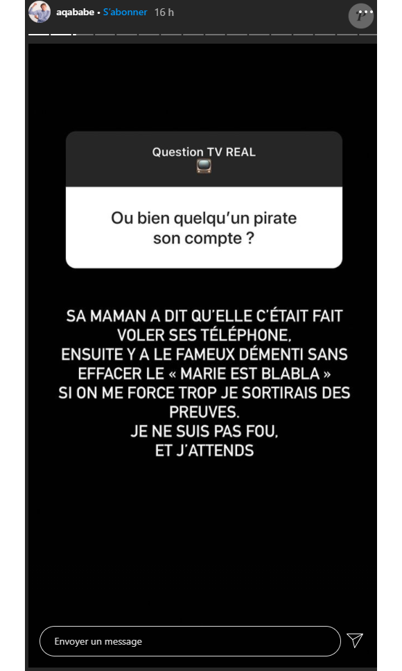 Le blogueur Aqababe annonce dévoiler prochainement les preuves que Marie Garet a été violemment agressée par son compagnon, le 8 septembre 2020 sur Instagram.