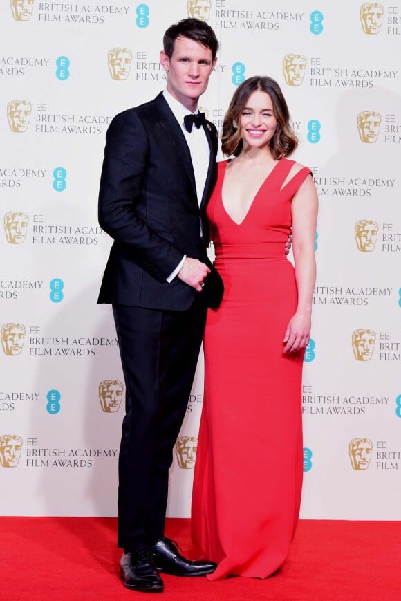Emilia Clarke et Matt Smith assiste à la 69ème cérémonie des British Academy Film Awards (BAFTA) à Londres, le 14 février 2016.